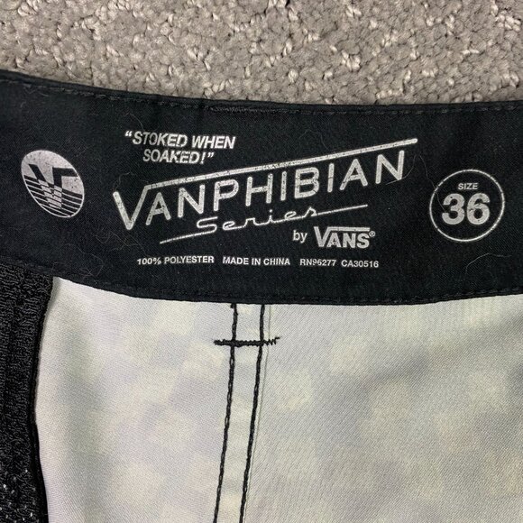 Vans Vanphibian Series Board Shorts Men's 36 Black Green Yellow Swim Hybrid - Picture 8 of 15